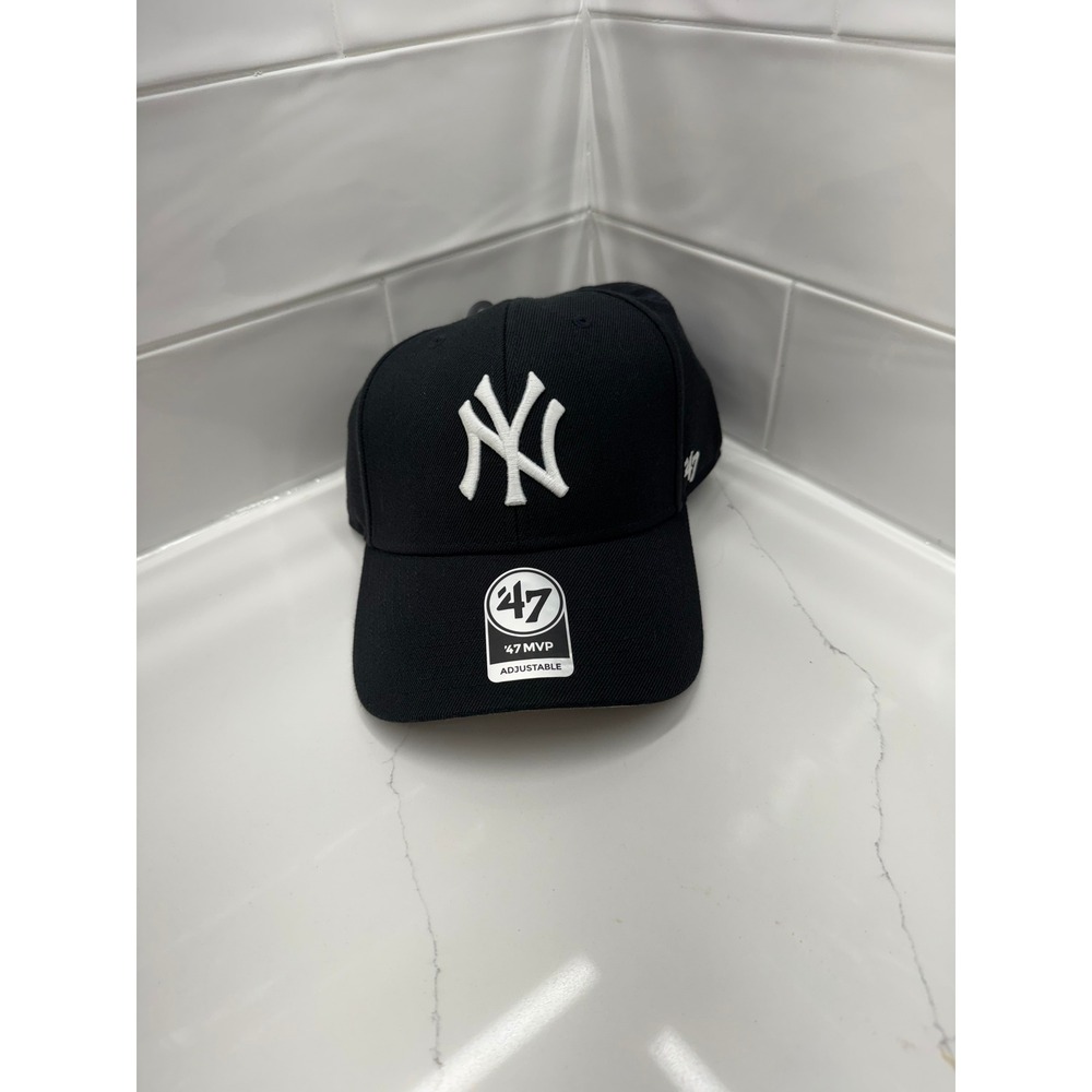 47 Brand New York Yankees MVP Hat Black White Adjustable MLB Cap 20344975
